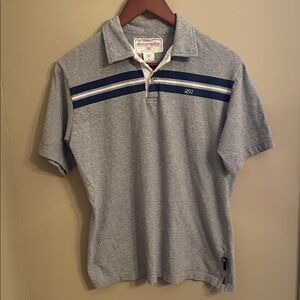 Abercrombie & Fitch Gray Polo with Navy Stripes